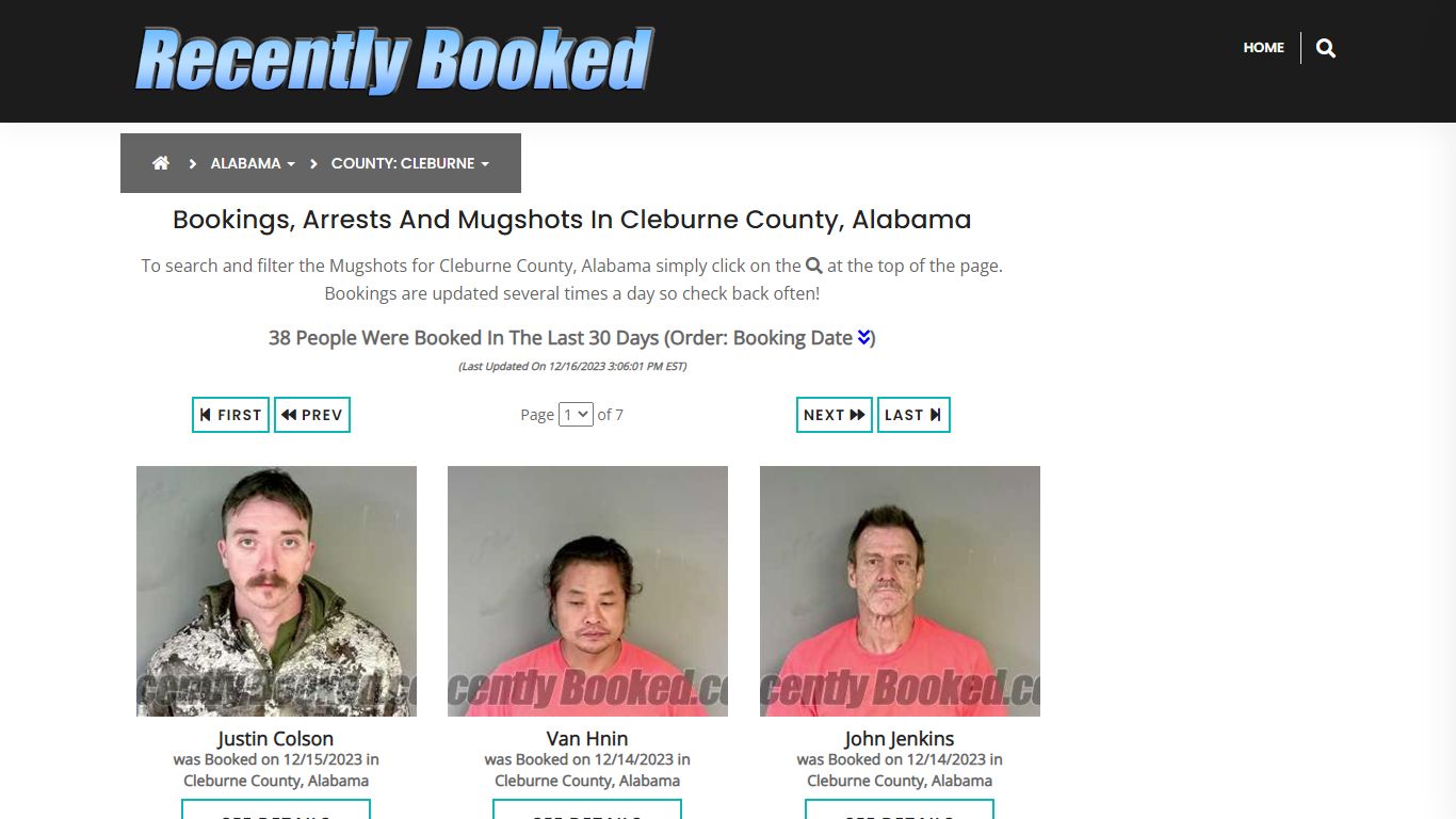 Bookings, Arrests and Mugshots in Cleburne County, Alabama