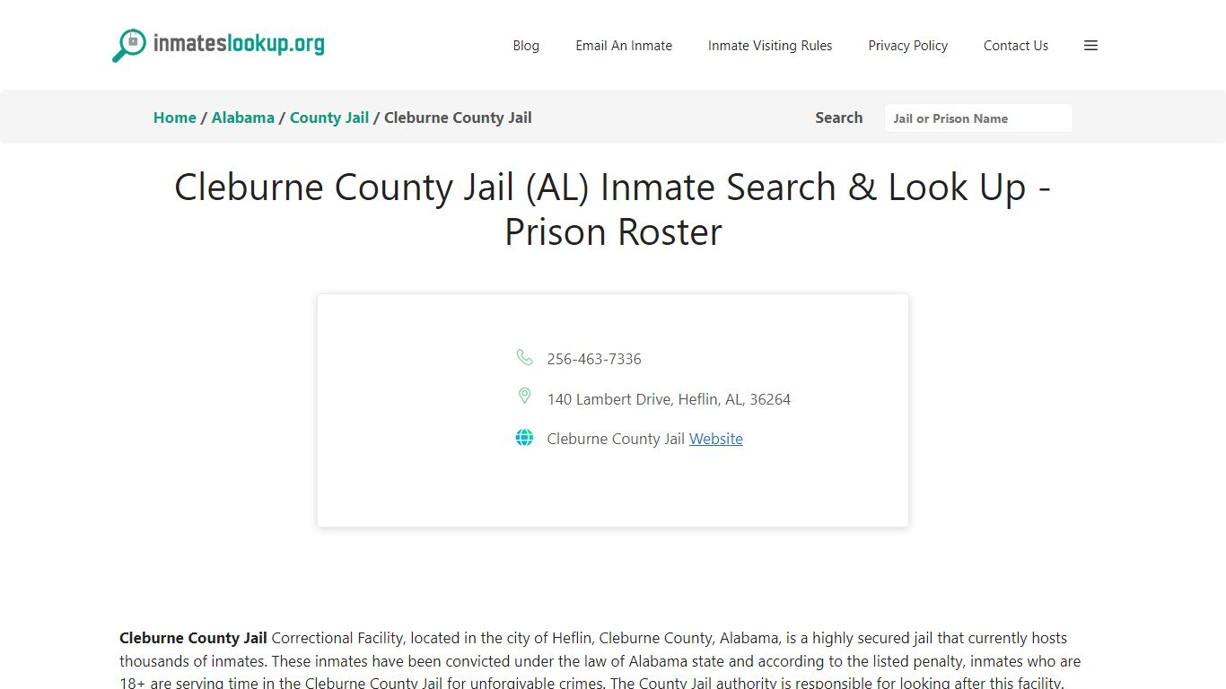 Cleburne County Jail (AL) Inmate Search & Look Up - Prison Roster