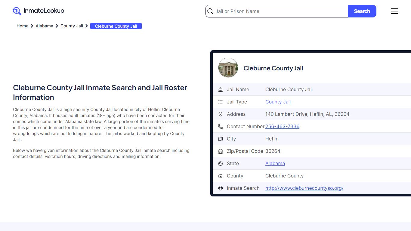 Cleburne County Jail Inmate Search and Jail Roster Information